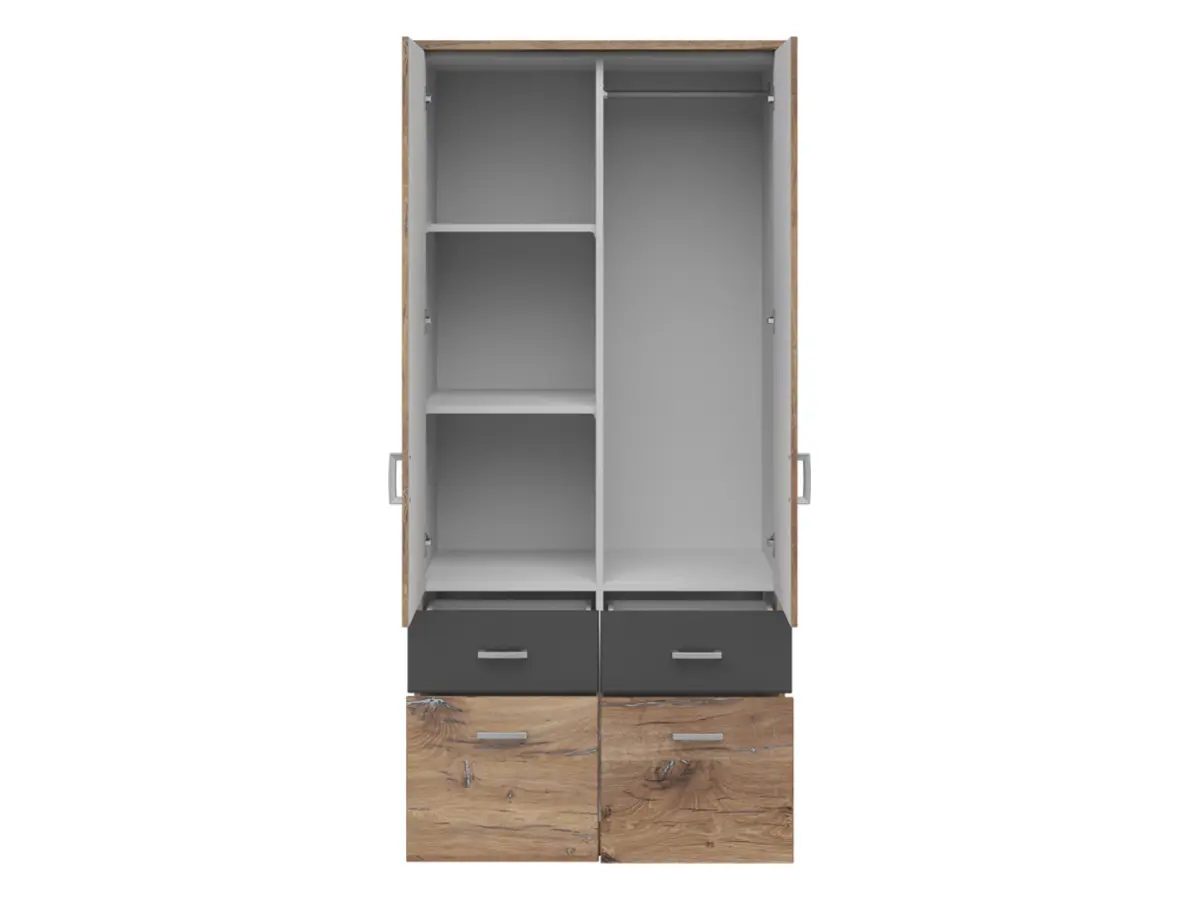 Armario de dos puertas Brando-2 91 cm con cajones roble flagstaff oscuro