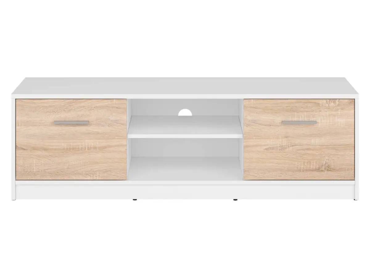 Mueble RTV Nepo Plus 138 cm con 2 puertas y estante blanco/roble sonoma