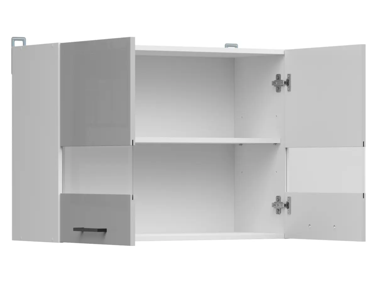 Armario de cocina superior Junona Line 80 cm de dos puertas con vitrina gris claro brillo