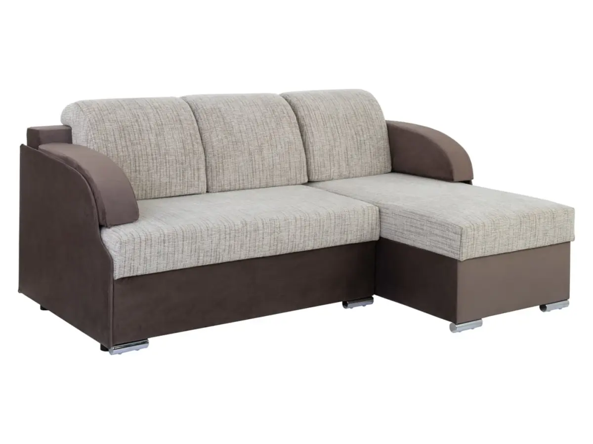 Sofá rinconera universal Merin con función de cama y 2 arcones marrón