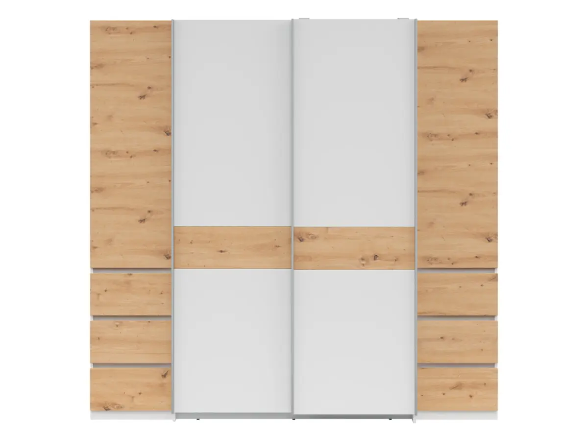 Шкаф-купе Fabio 215 см с ящиками дуб артизан/белый