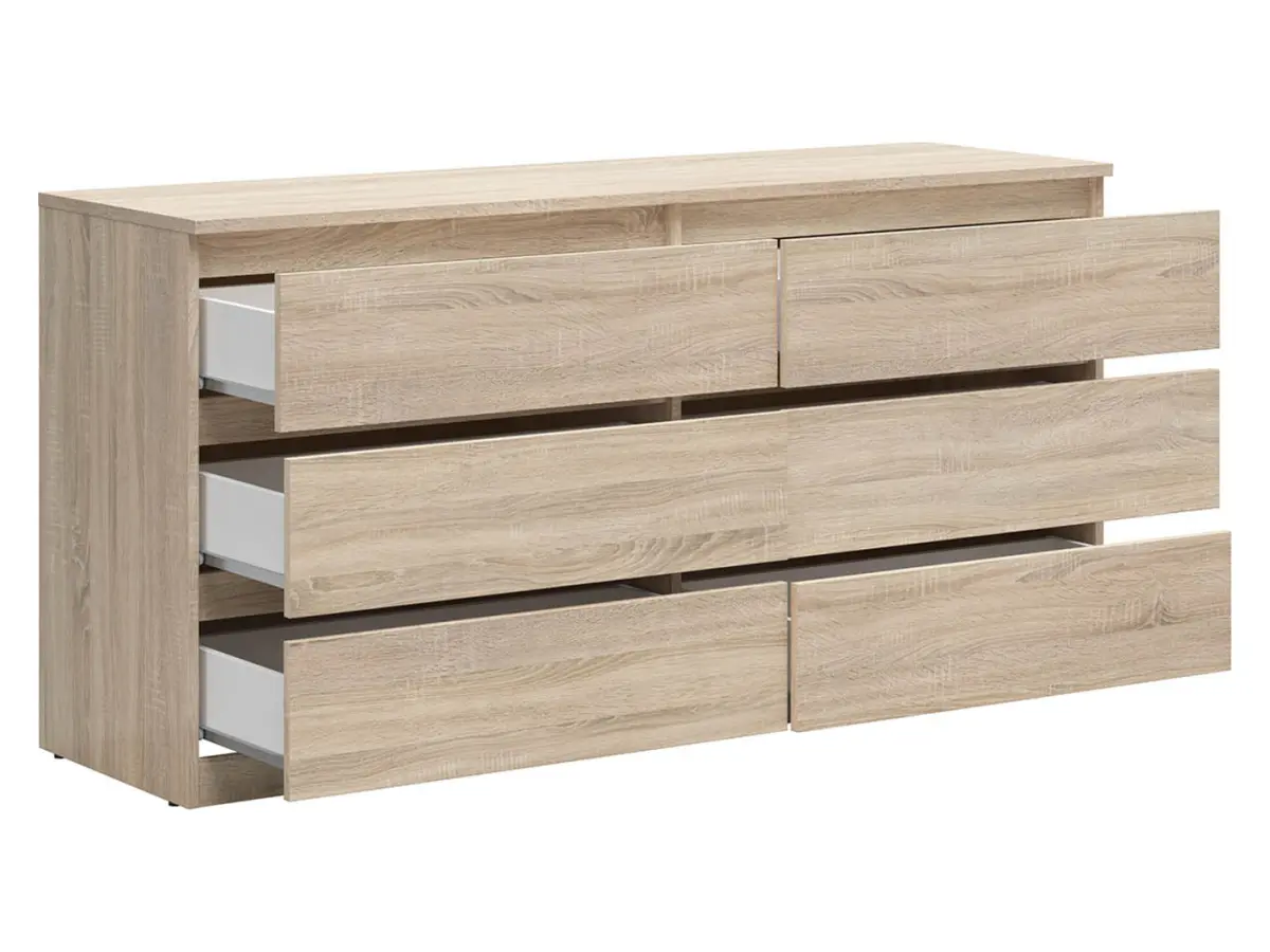 Cómoda Tetrix 150 cm con 6 cajones roble sonoma