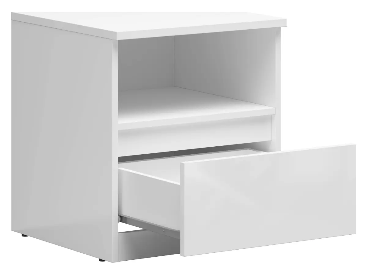 Mesita de noche Tetrix 45 cm con cajón blanco brillo