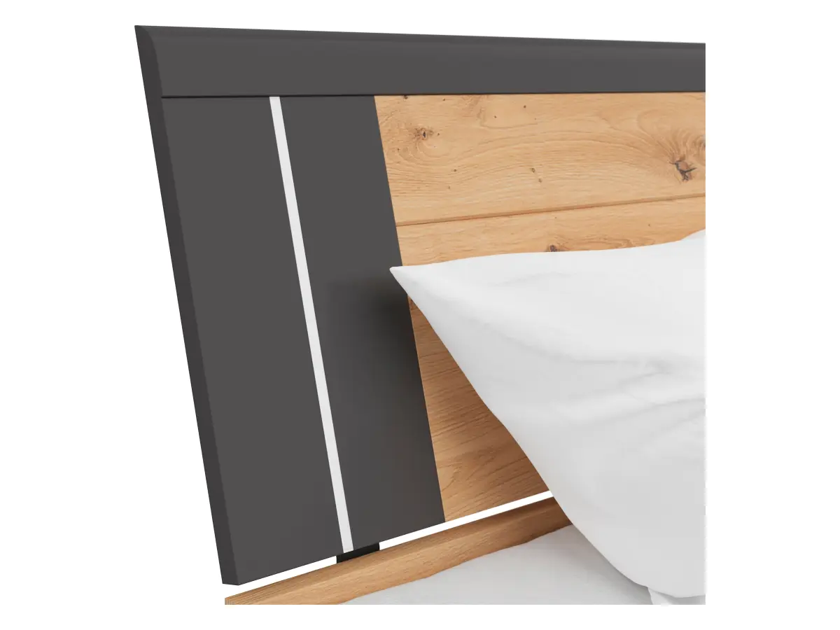 Cama Saturn 180x200 con 3 cajones roble artisan/grafito