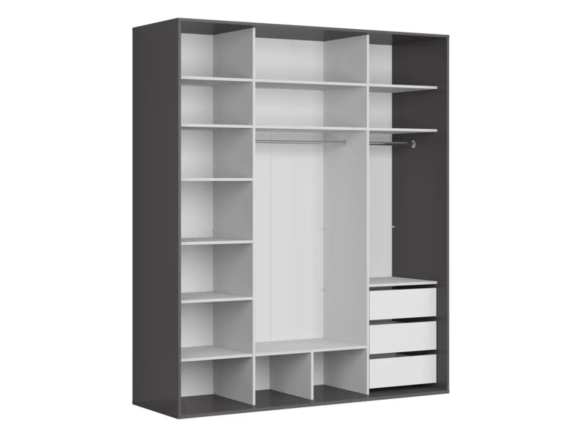 Armario de puertas correderas Flex 200 cm con espejo grafito/roble artisan