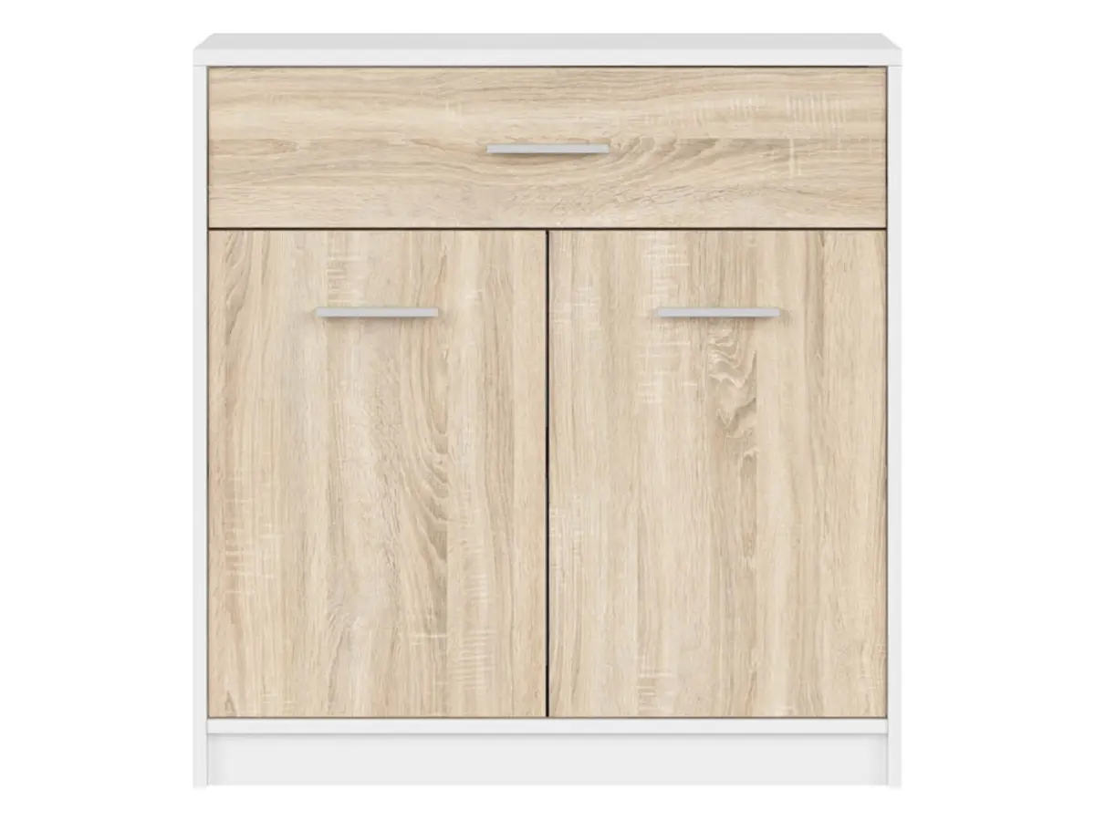 Cómoda Nepo Plus 80 cm con 2 puertas y un cajón blanco/roble sonoma