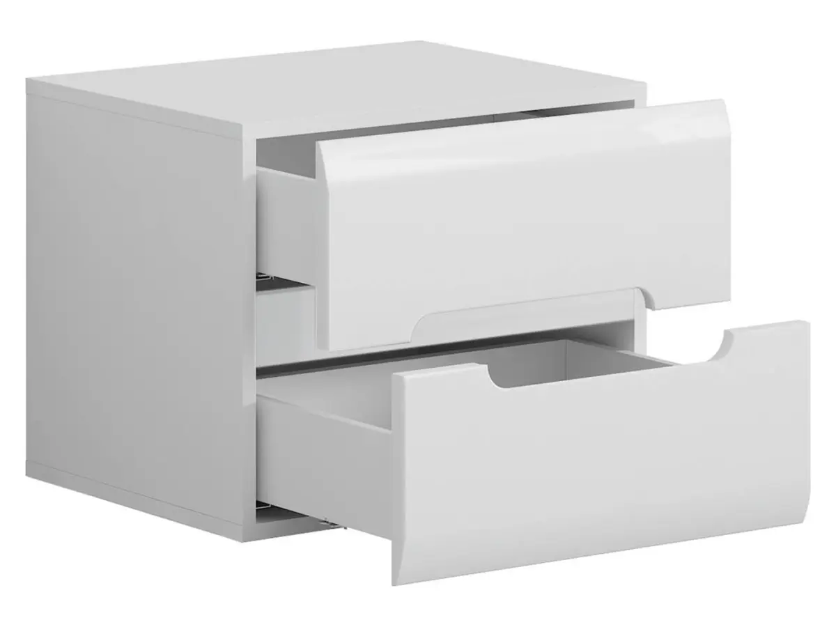 Mesita de noche Azteca Trio 50 cm con 2 cajones blanco brillo