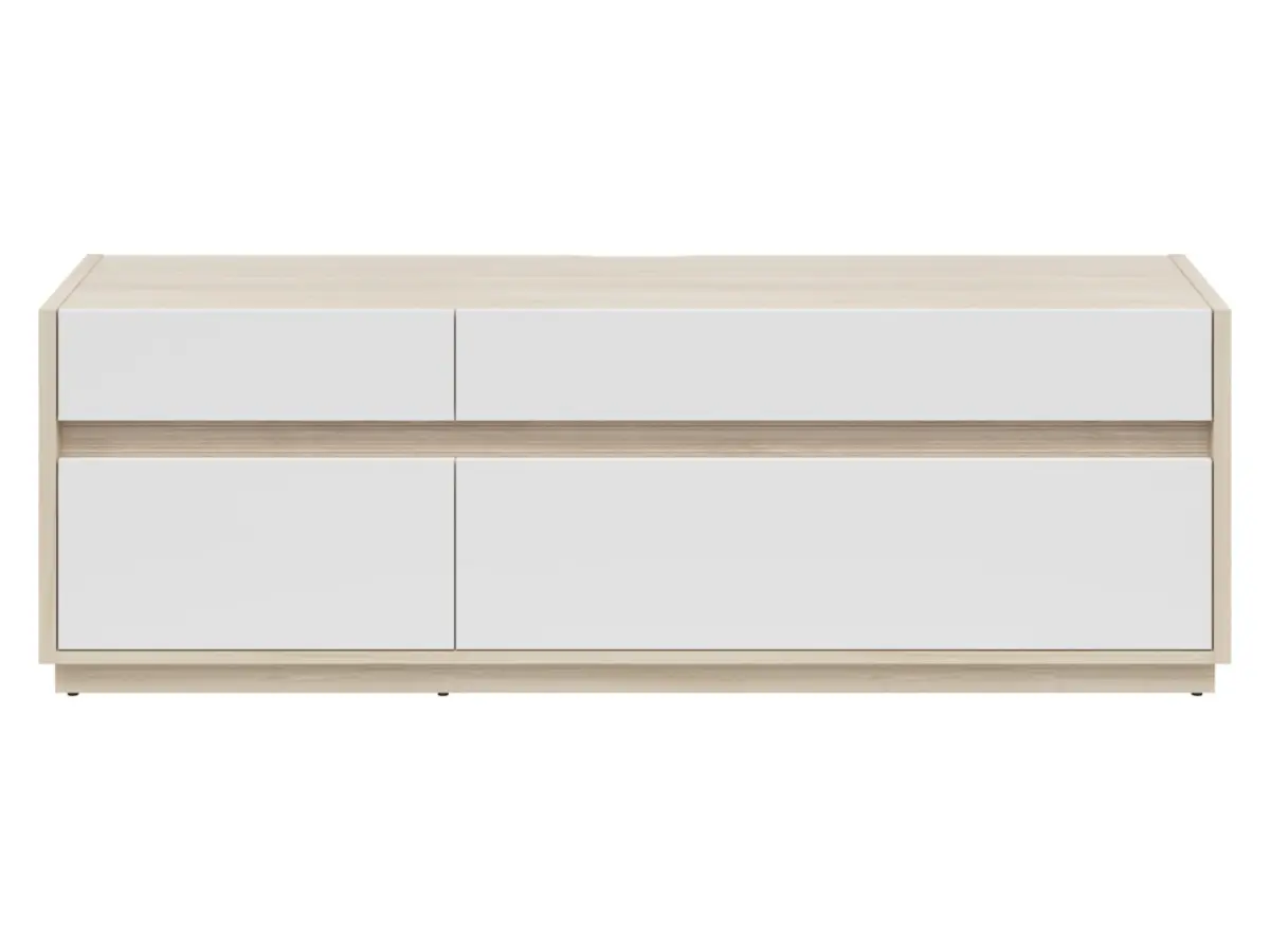 Mueble RTV Kim con 3 cajones y puertas roble riva claro/blanco
