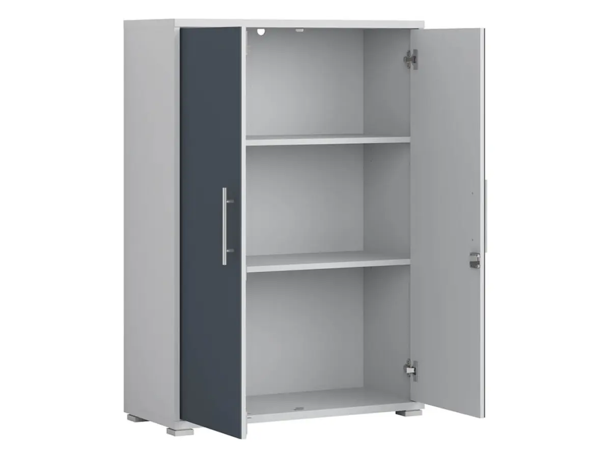 Armario Office Lux 79 cm de dos puertas con llave gris claro/grafito cristal