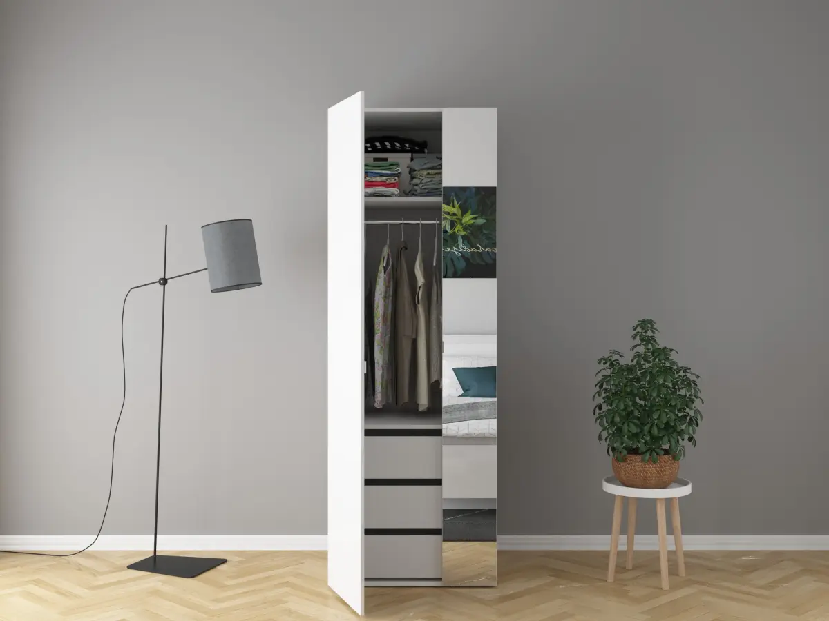 Armario de dos puertas Flex 75 cm con espejo blanco brillo