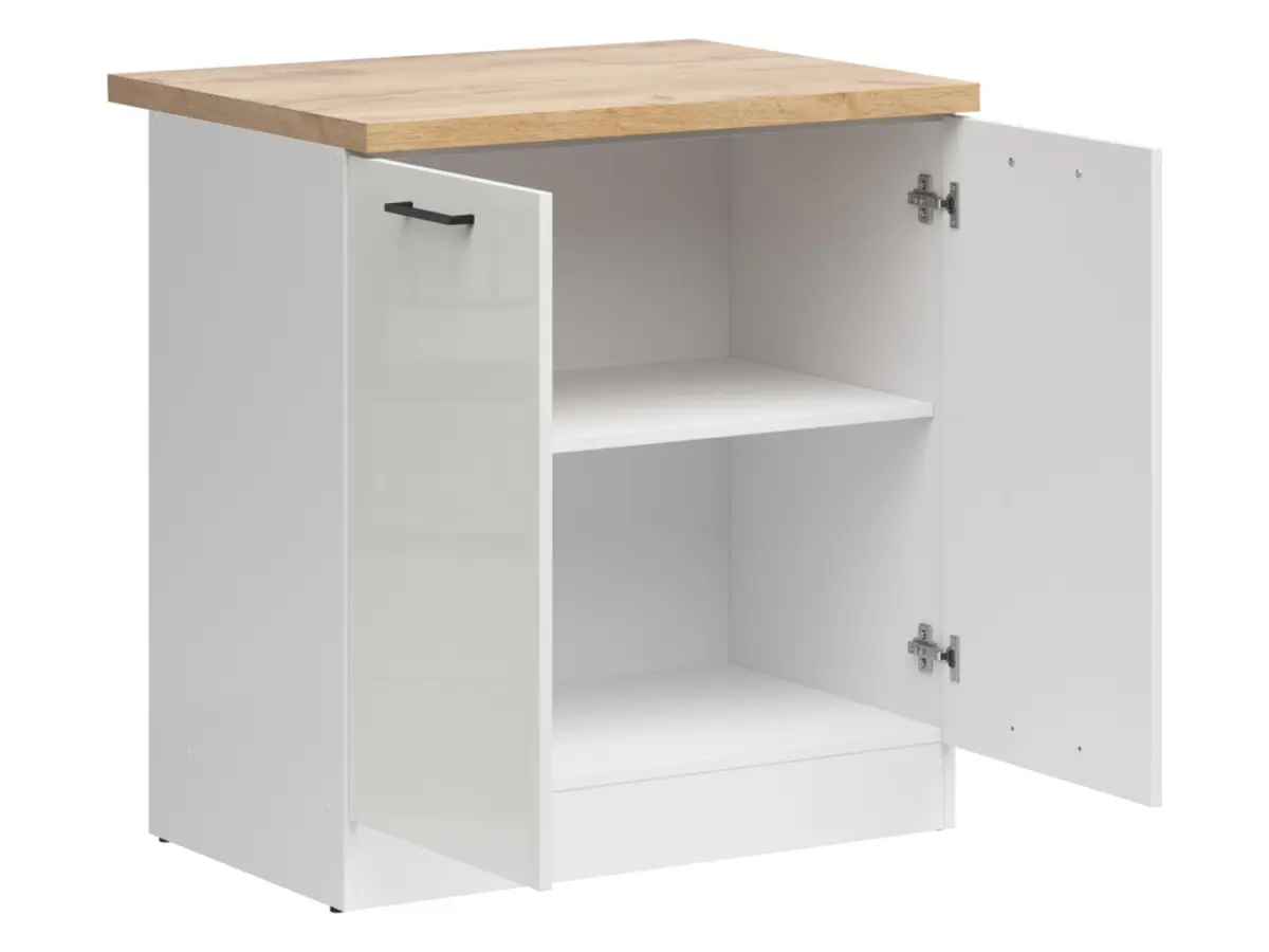 Mueble bajo de cocina Junona Line 80 cm brillo tiza con encimera