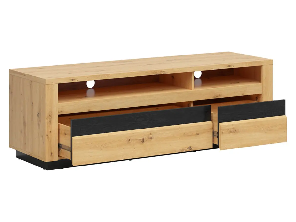 Mueble RTV Ostia 161 cm con 2 cajones y un estante roble artisan