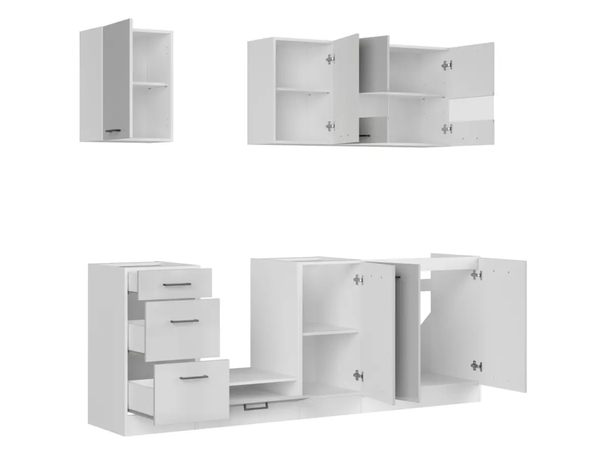 Кухонний комплект Junona Line 220 см світло-сірий глянець