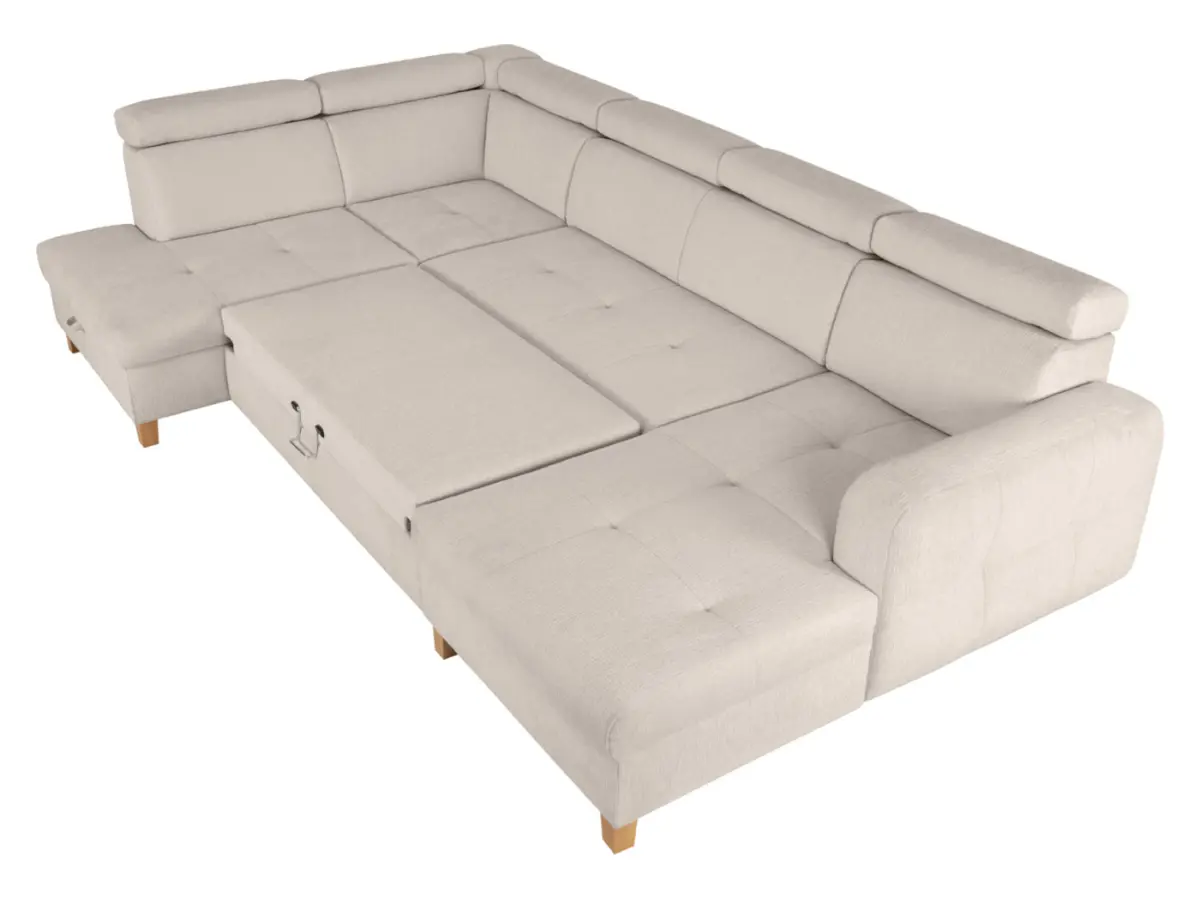 Кутовий диван лівобічний Saragossa розкладний шеніловий бежевий