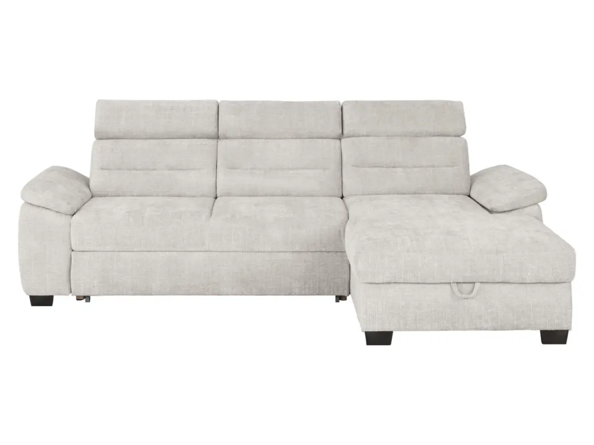 Sofá rinconera derecho Aguda convertible con arcón beige