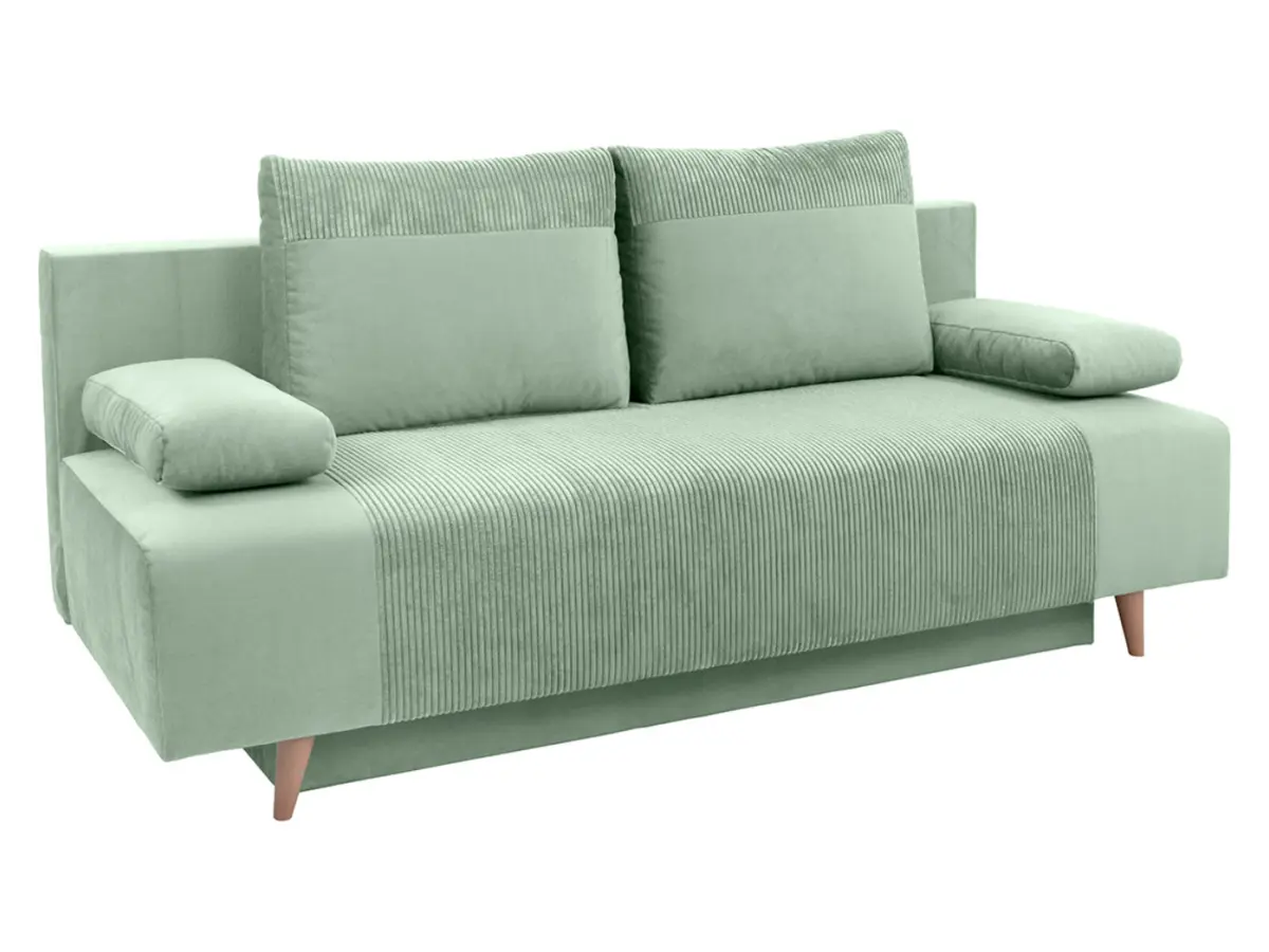 Sofá de tres plazas Leon convertible con arcón verde