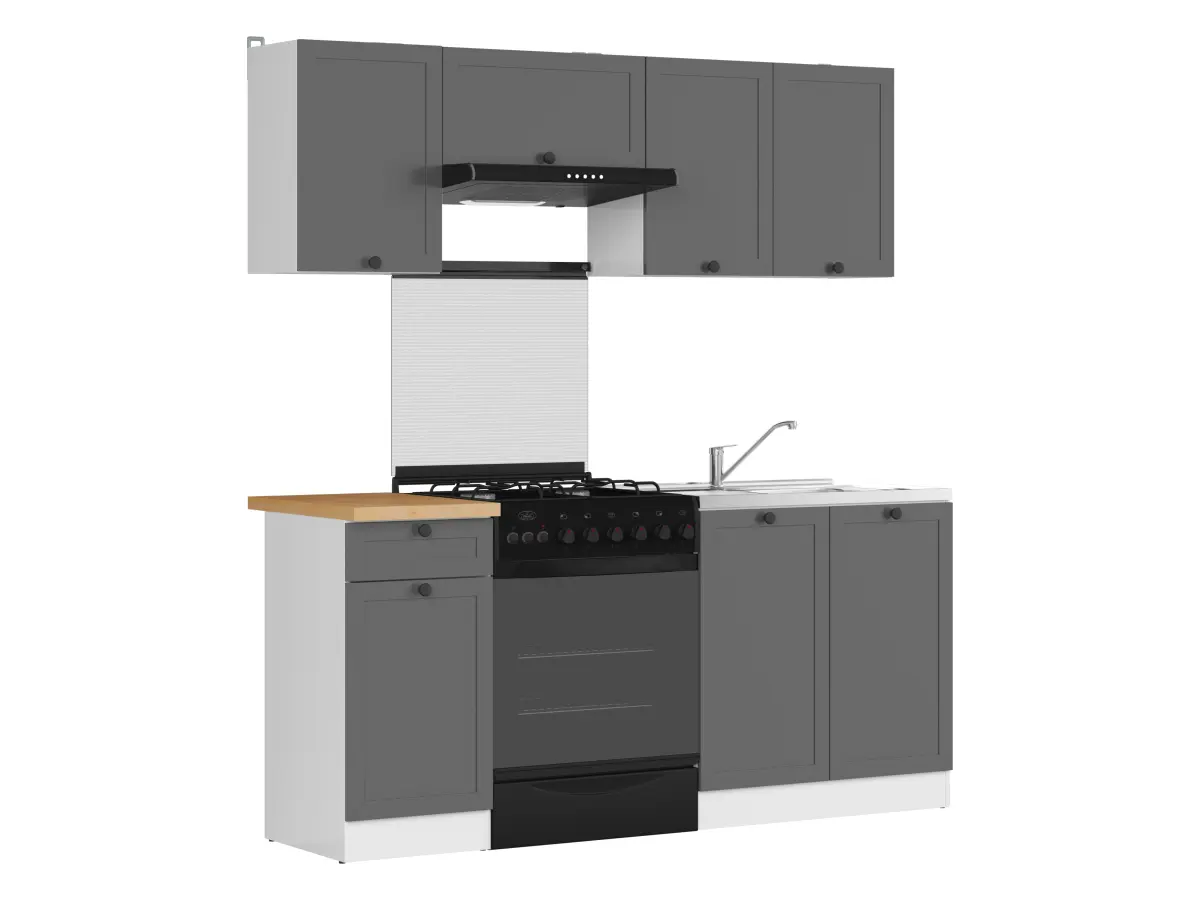 Conjunto de cocina Junona Line 180 cm grafito con encimera