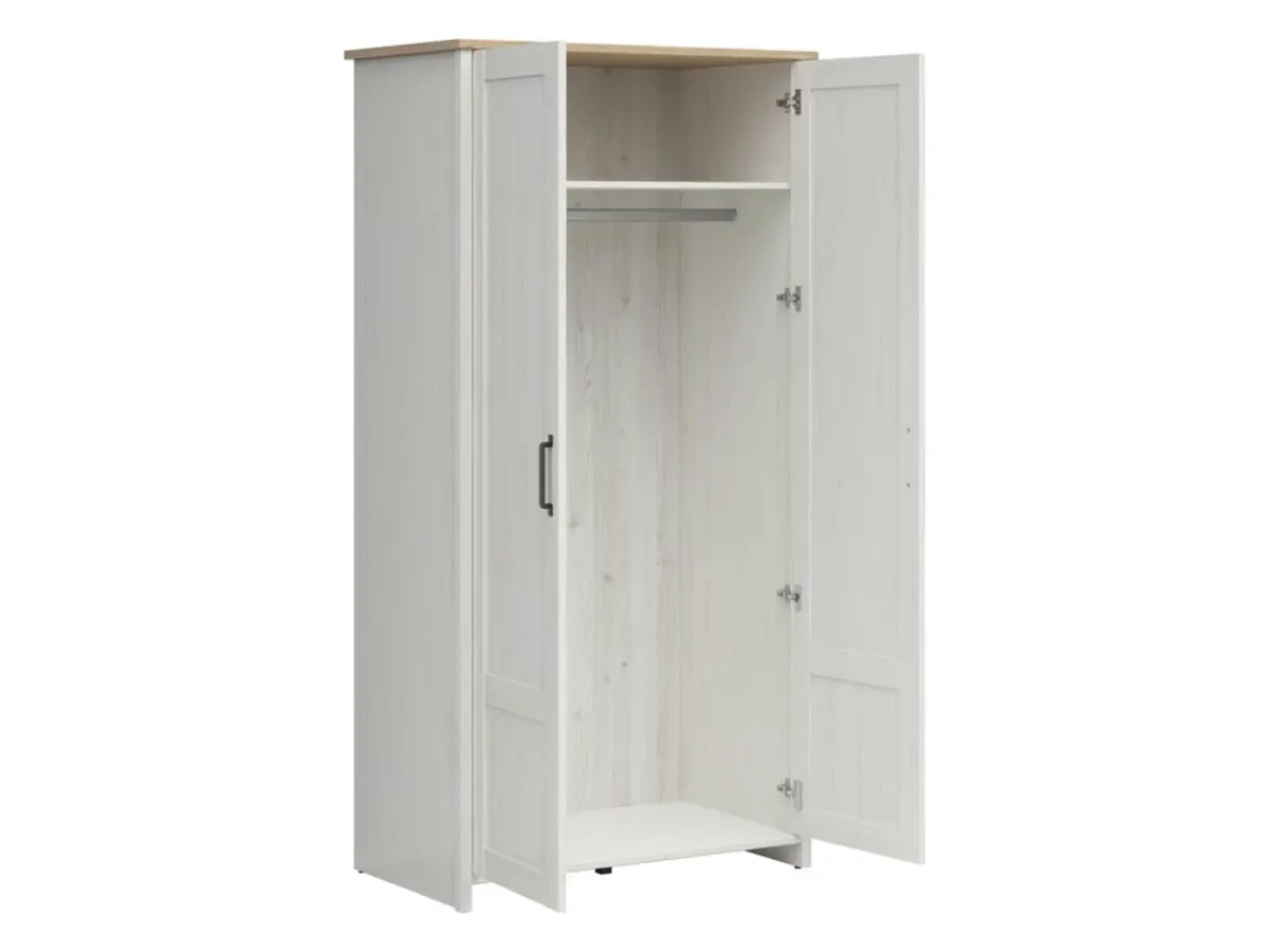 Armario de dos puertas Loksa 101 cm pino andersen blanco/roble grandson