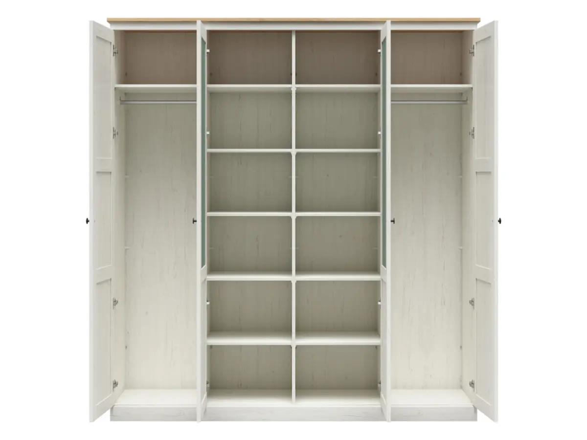 Armario de cuatro puertas Frija 203 cm con espejo pino andersen blanco
