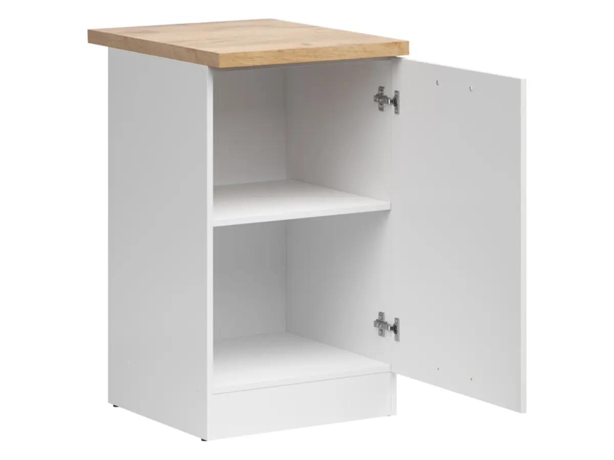 Mueble bajo de cocina Junona Line 50 cm derecho brillo tiza con encimera