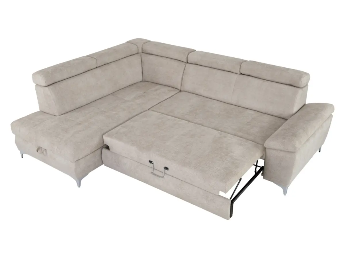 Sofá rinconera izquierdo Raul convertible con arcón beige