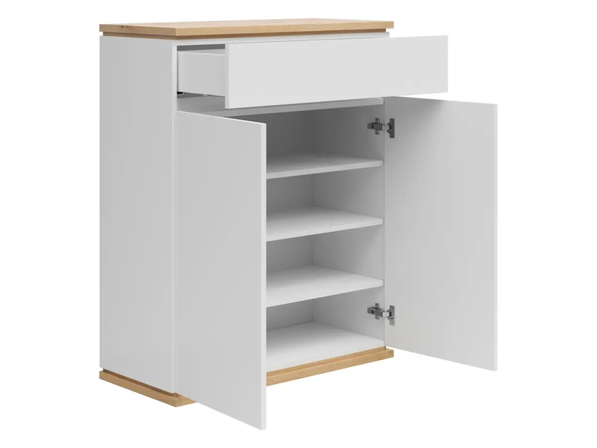 Комод Yamael 85 см с 2 дверцами и ящиком дуб артизан/белый