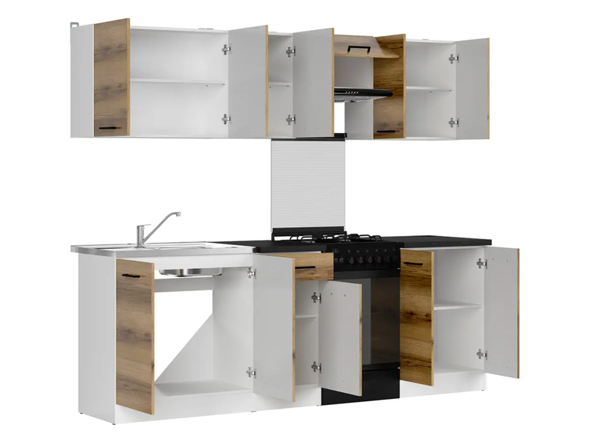 Conjunto de cocina Junona Line 230 cm roble delano claro con encimera