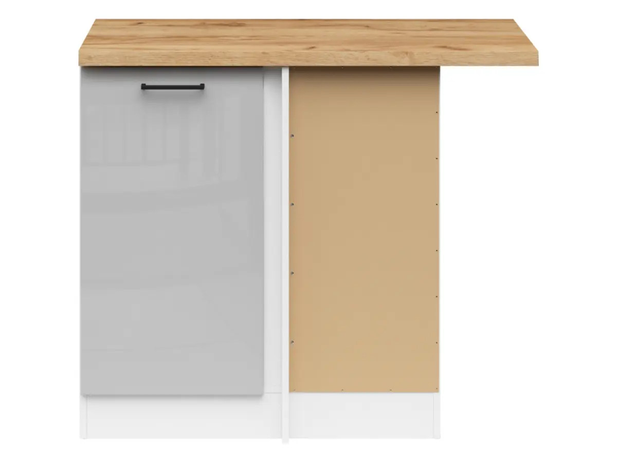 Armario de cocina bajo de esquina Junona Line derecho gris claro brillo con encimera 100x60 cm