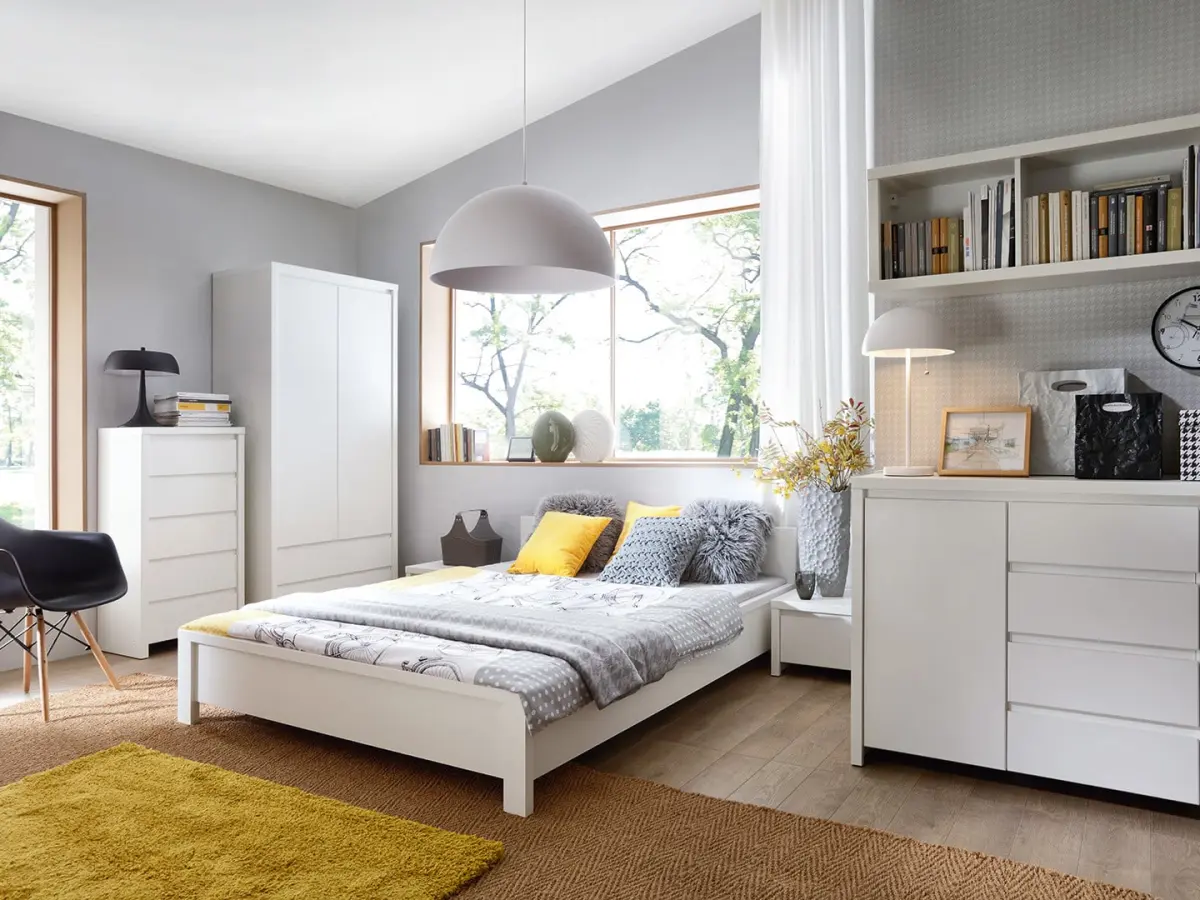 Armario de dos puertas Kaspian 90 cm con cajones blanco