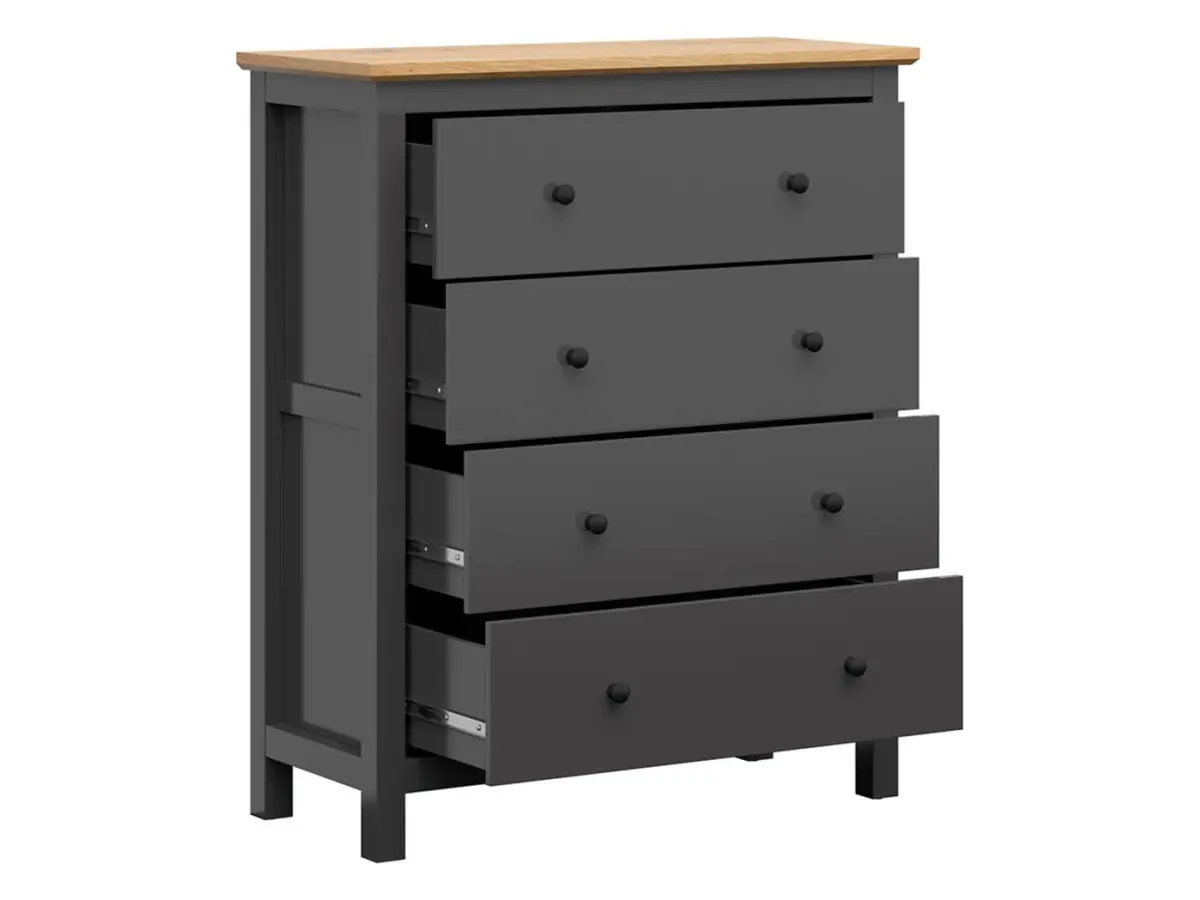 Cómoda Hesen 101 cm con 4 cajones grafito/roble artisan