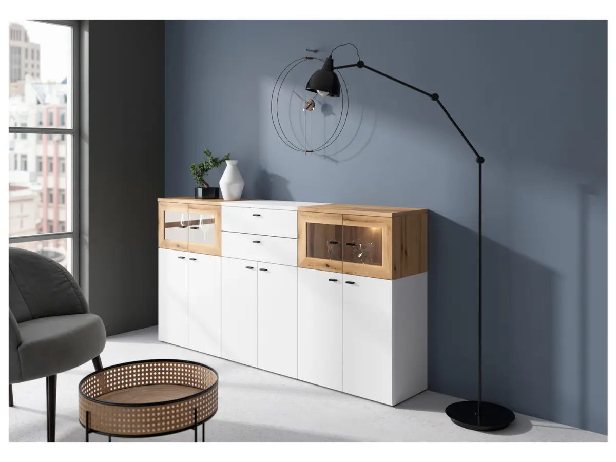 Vitrina System 64 con 2 puertas roble coast evoke