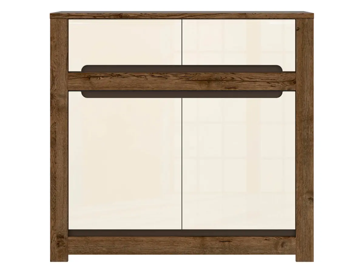 Cómoda Ruso 104 cm con 2 puertas y 2 cajones roble april/brillo perlado