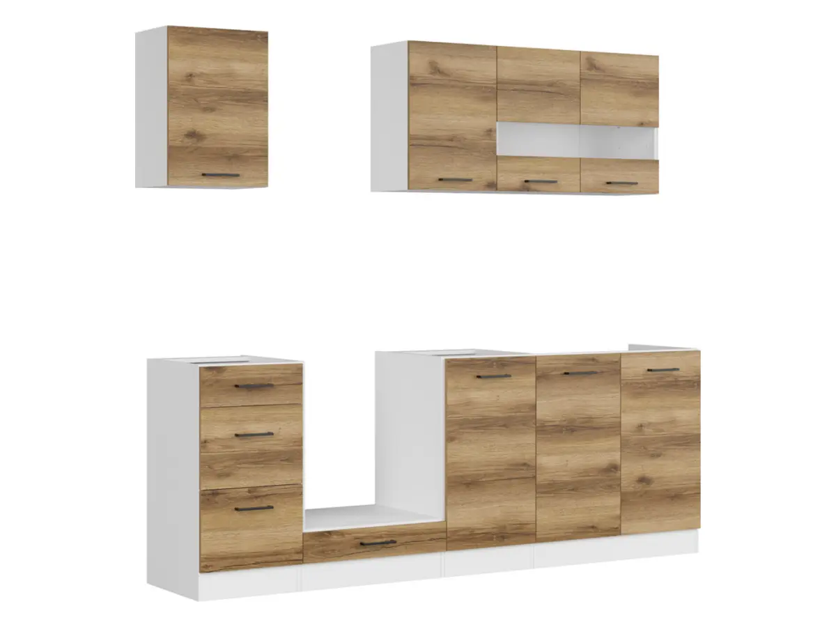 Conjunto de cocina Junona Line 220 cm roble delano claro