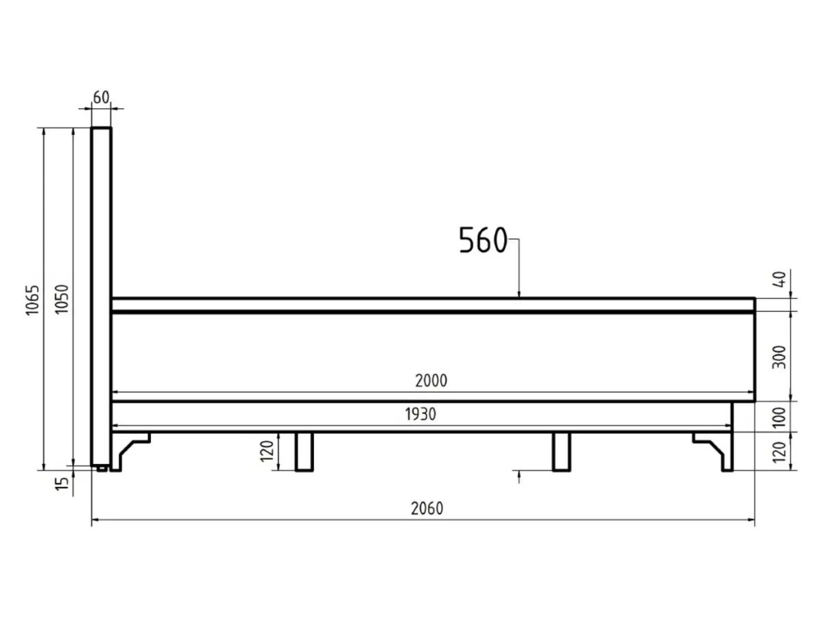 Cama continental Zalea 120x200 con contenedor azul