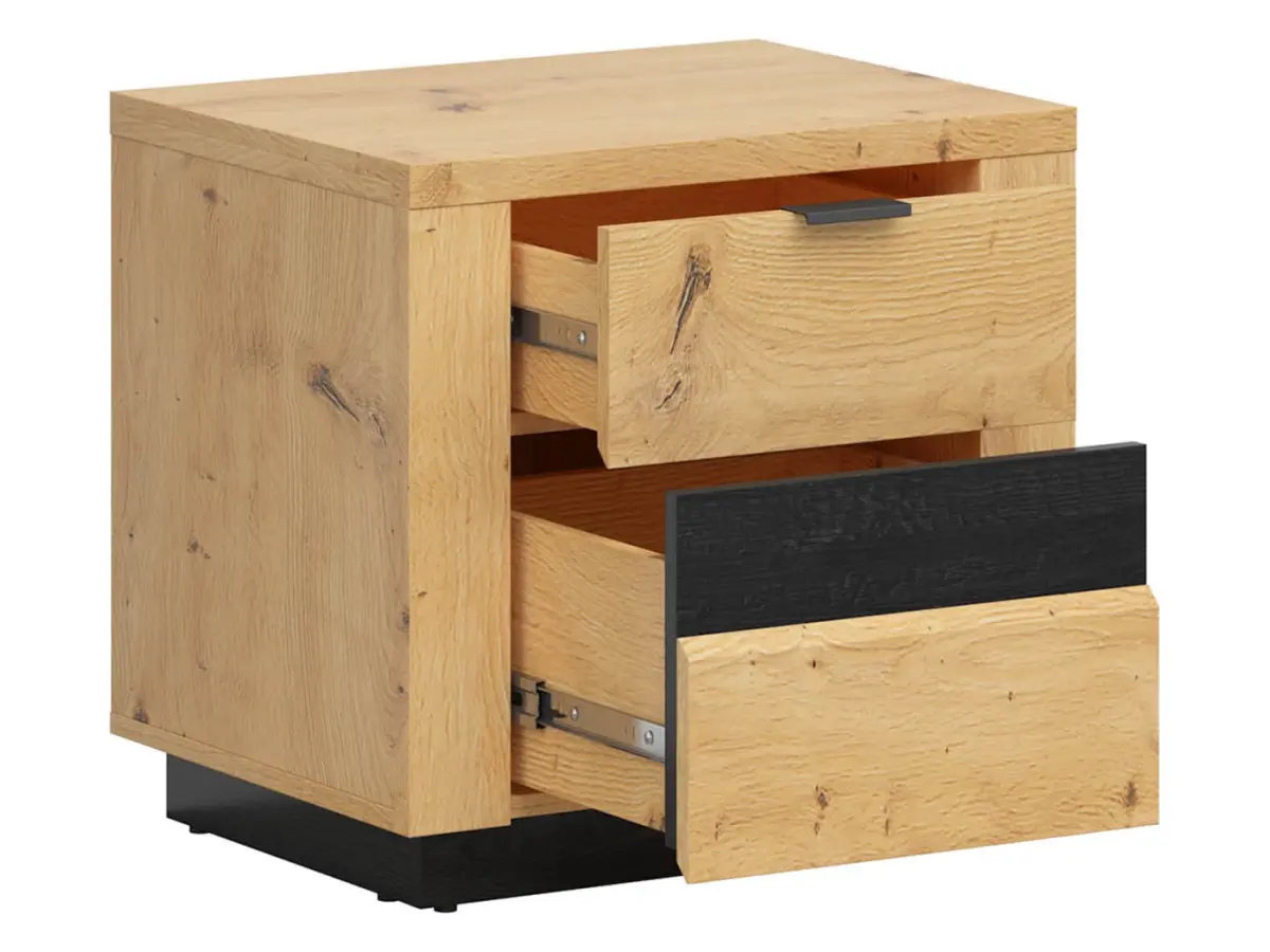 Mesita de noche Ostia 54 cm con cajones roble artisan/roble negro