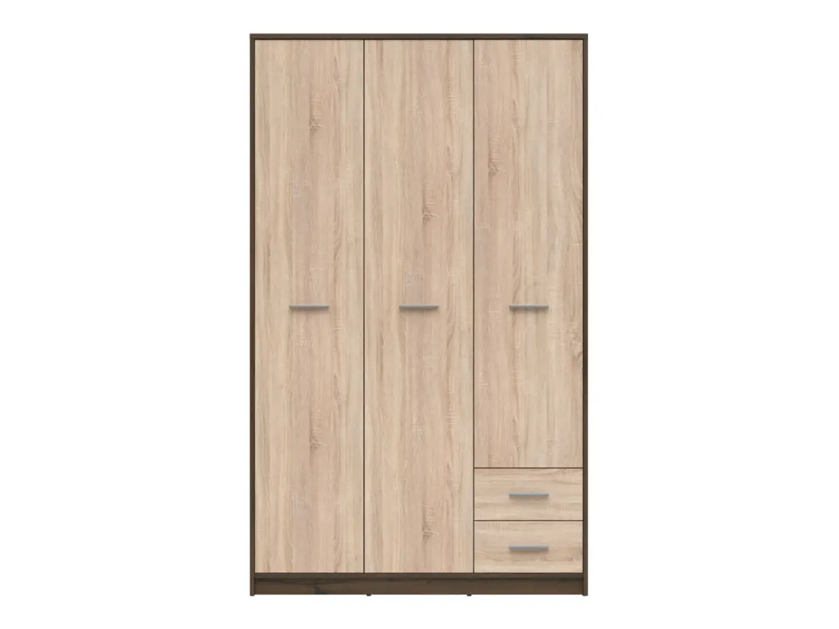 Armario de tres puertas Nepo Plus 118 cm con cajones roble noble/roble sonoma