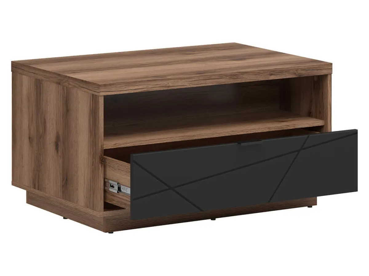 Журнальный стол Forn 90x60 с ящиком дуб делано темный/черный мат