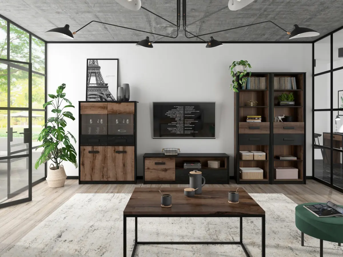 Mueble RTV Kassel 150 cm con puertas y cajón roble monastery