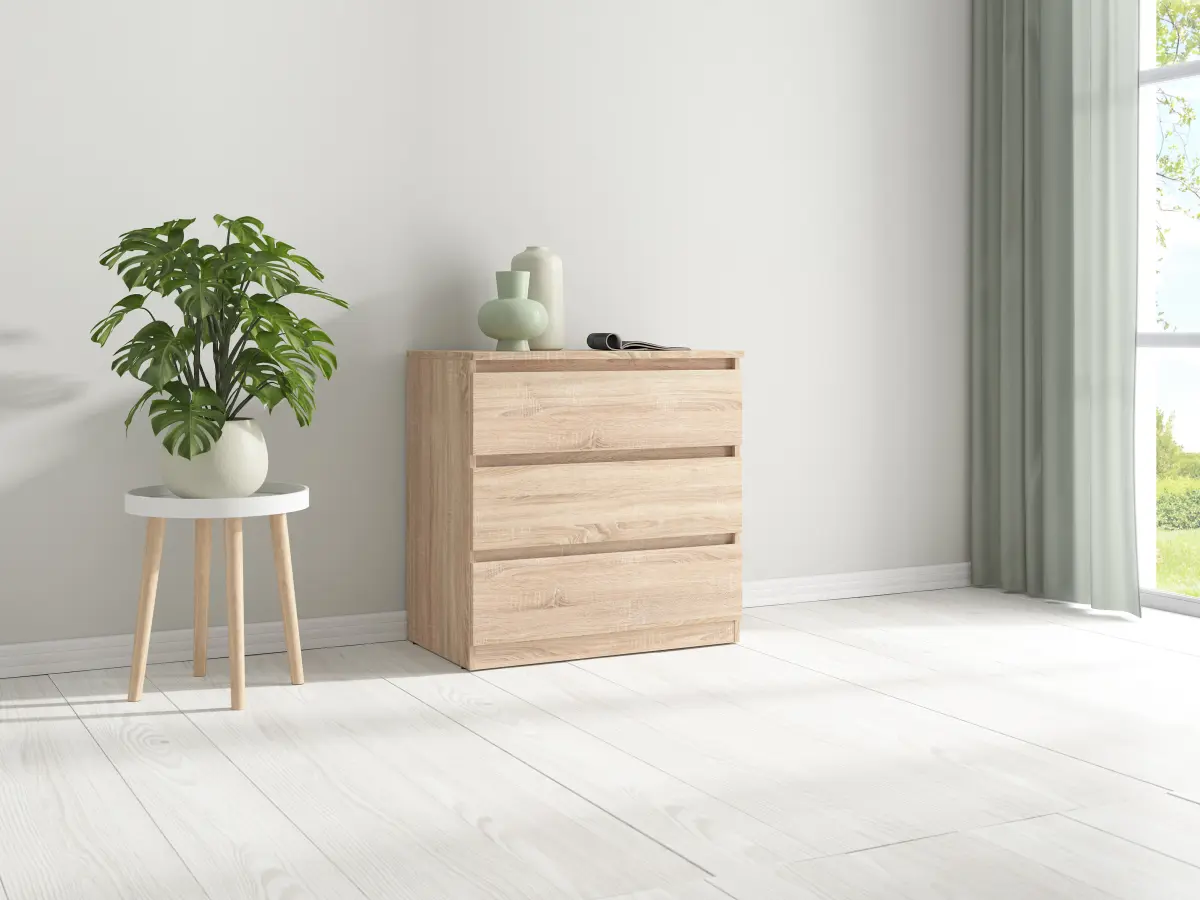 Cómoda Tetrix 75 cm con 3 cajones roble sonoma