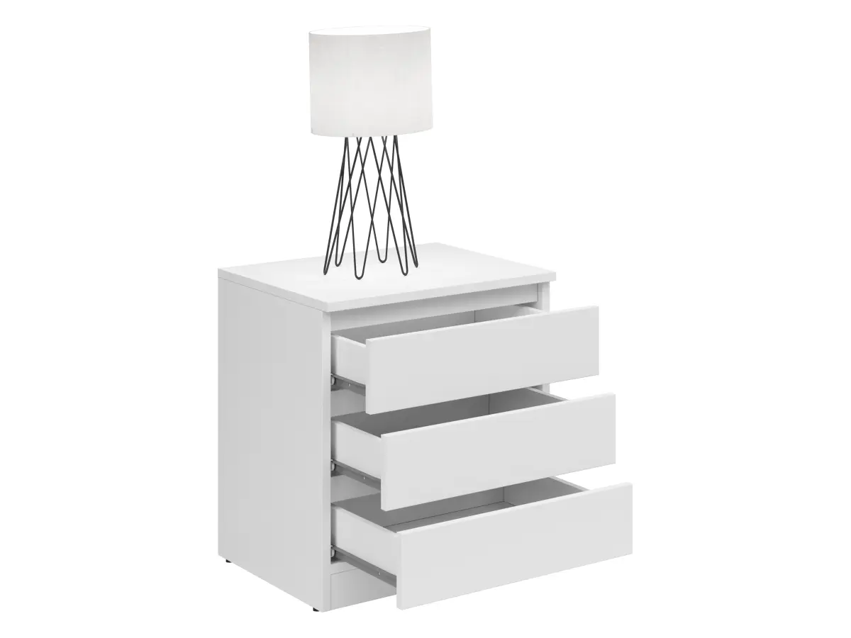 Szafka nocna Saturn 45 cm z 3 szufladami biała