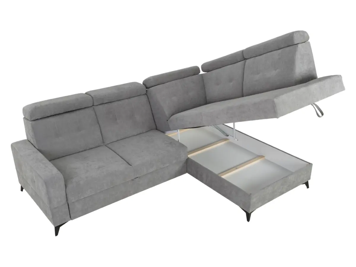 Угловой диван правосторонний Amado раскладной с ящиком серый