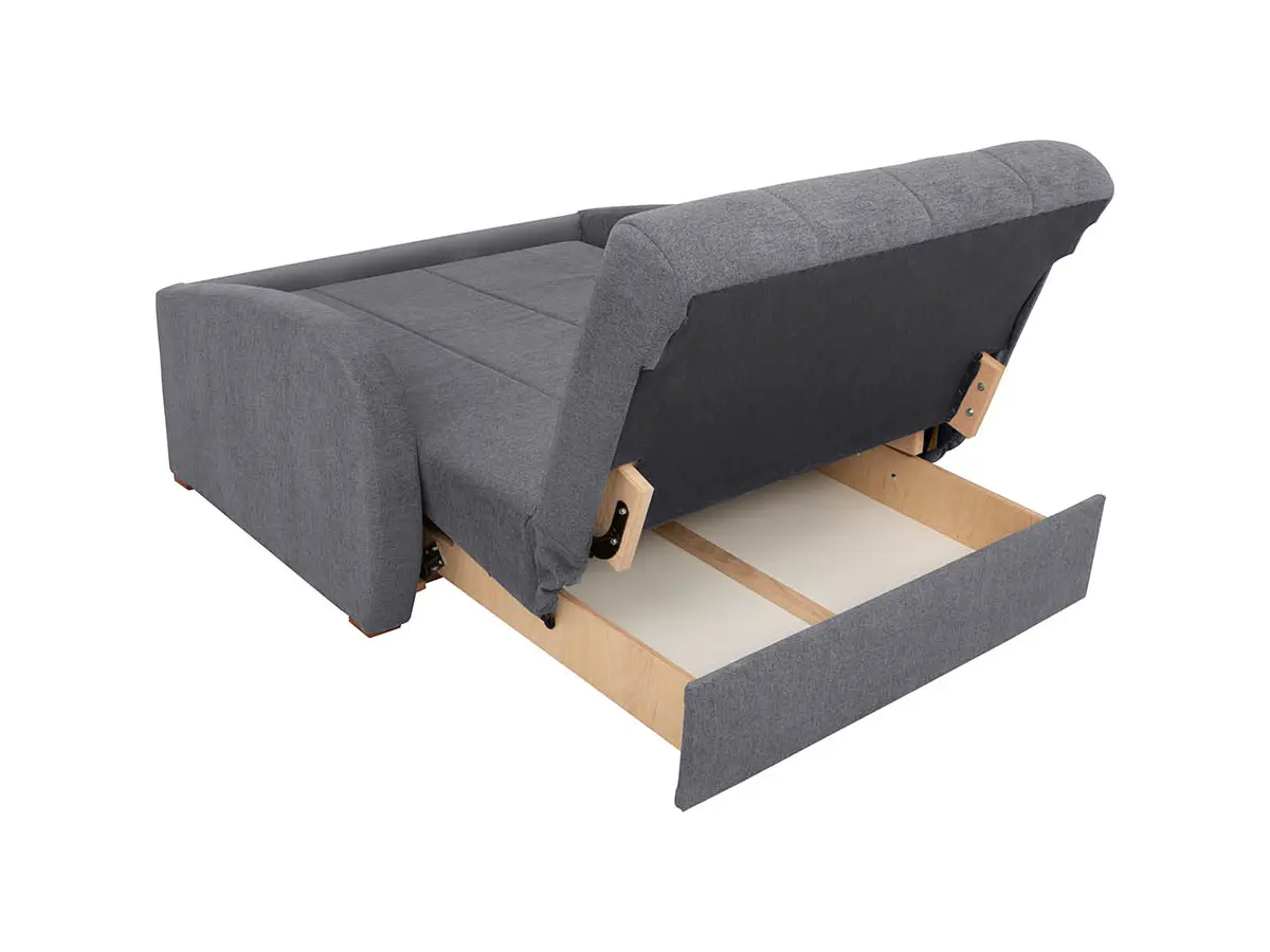 Sofá de dos plazas con función de cama y arcón POLI gris
