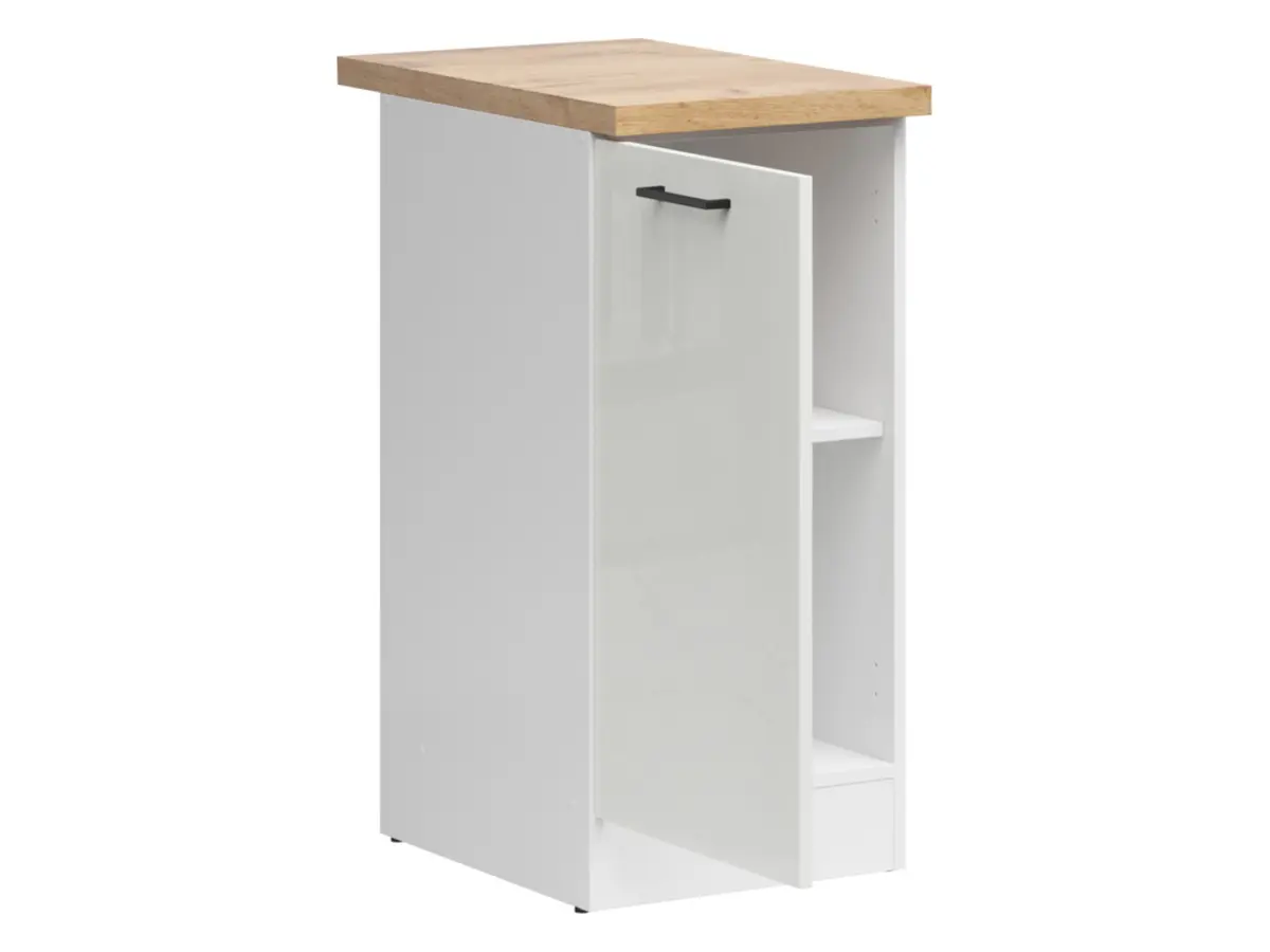 Armario de cocina inferior Junona Line 40 cm izquierda brillo tiza con encimera