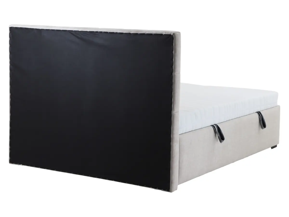 Cama tapizada Bora 160x200 con contenedores y somieres taupe