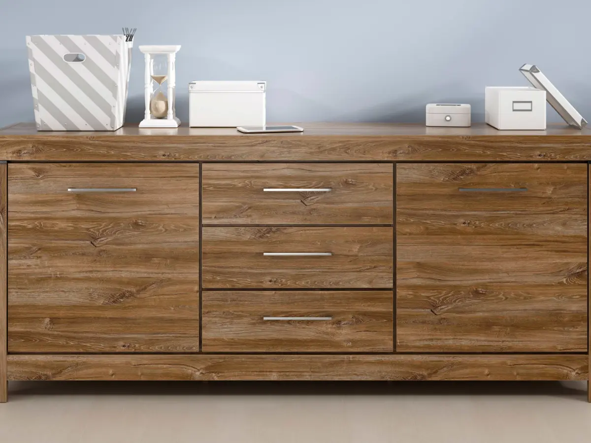 Cómoda Gent 200 cm con 2 puertas y 3 cajones roble stirling