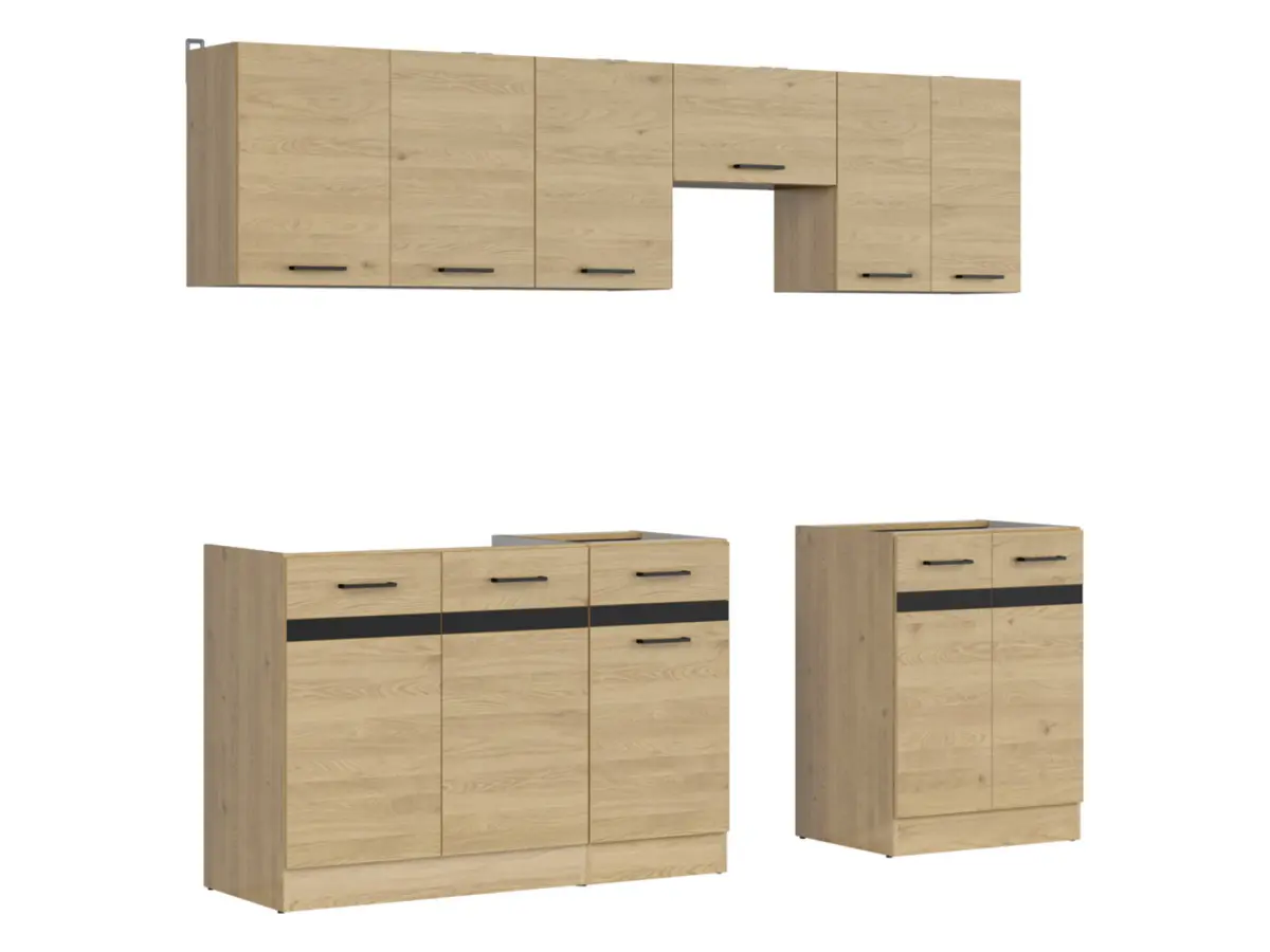 Conjunto de cocina Junona Line 230 cm roble bernstein sin encimera
