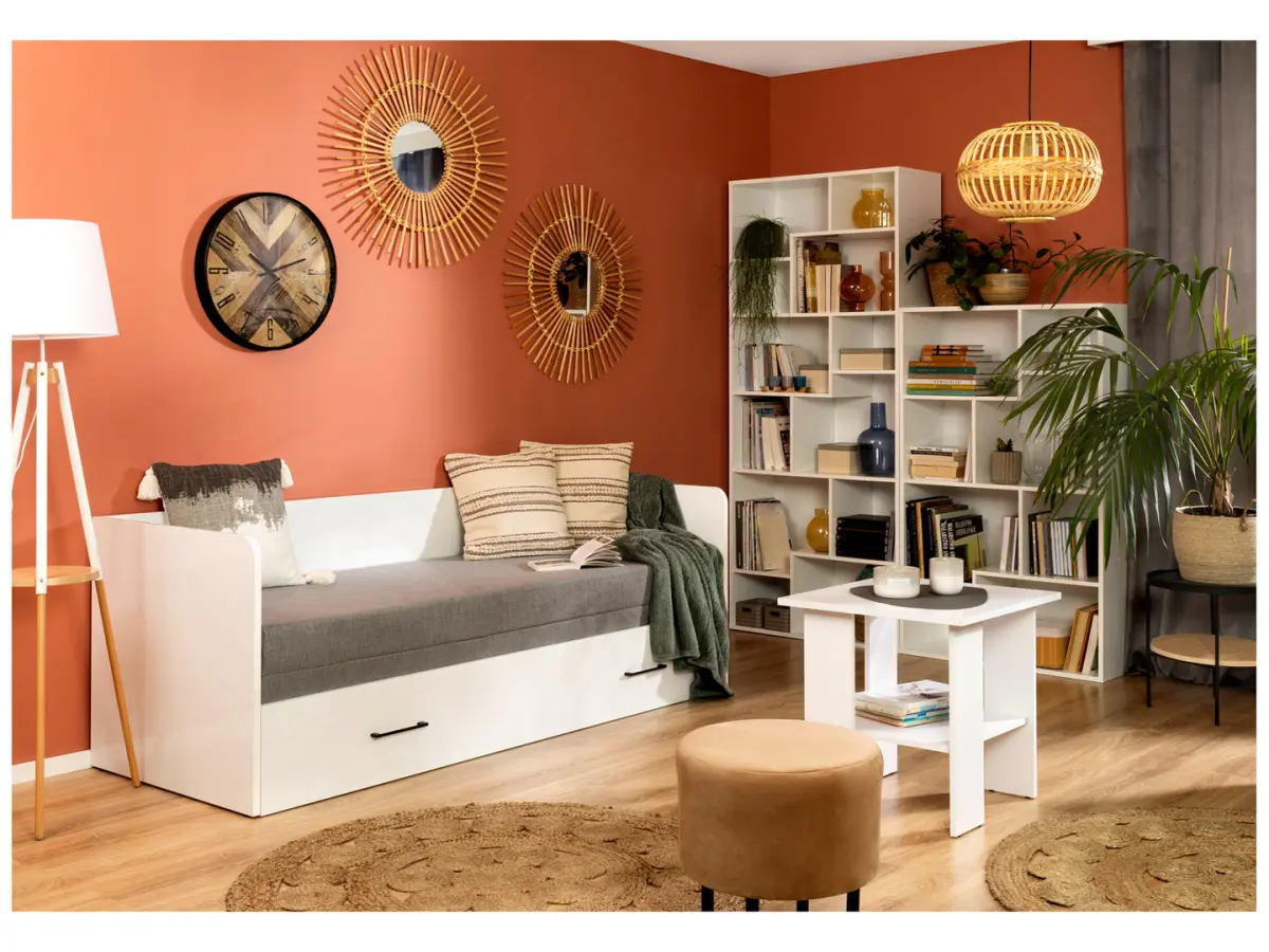 Mesa cuadrada Nepo Plus 55 cm con estante blanca