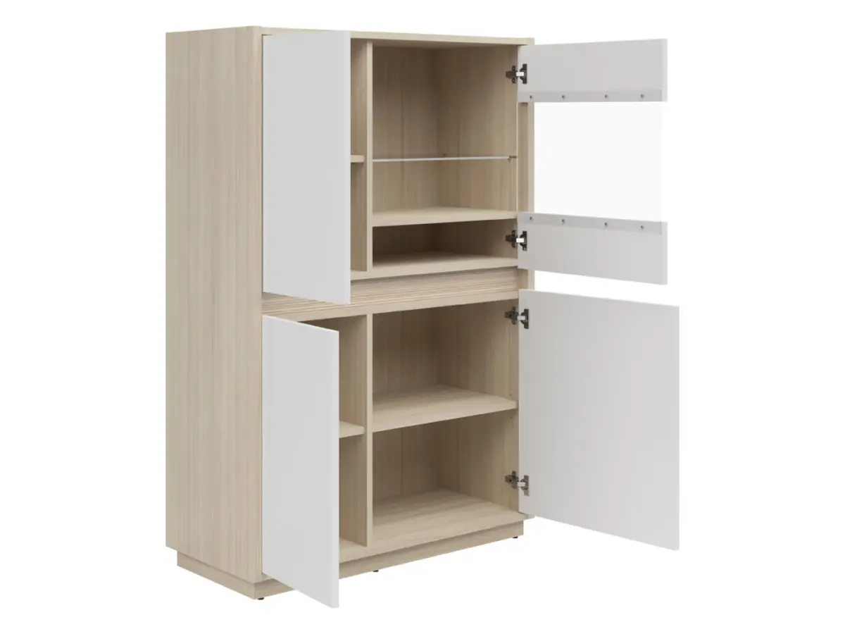 Vitrina Kim con 4 puertas roble riva claro/blanco