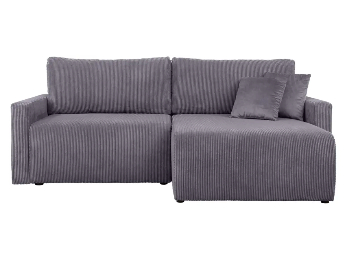 Универсальный угловой диван Rufio раскладной с ящиком вельветовый серый