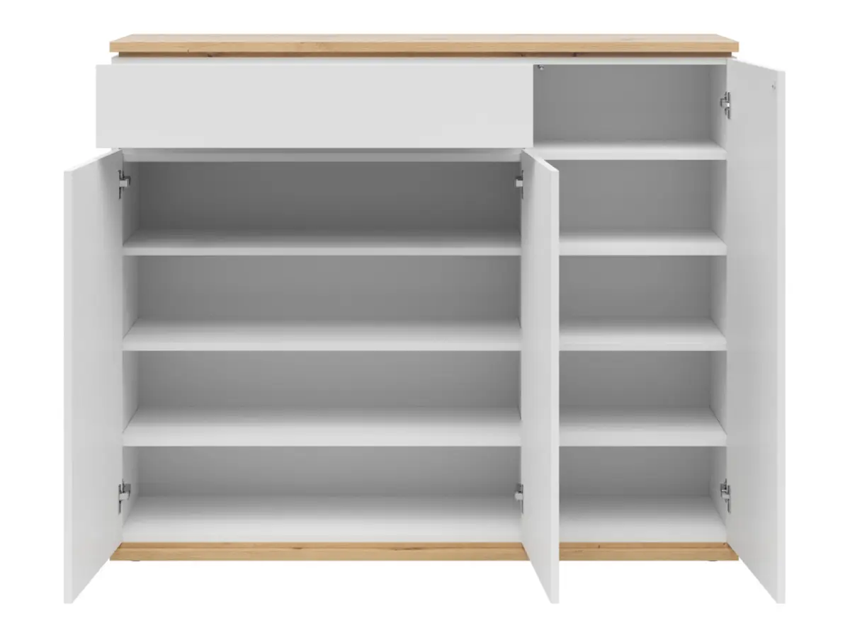 Cómoda Yamael 135 cm con 3 puertas y un cajón roble artisan/blanco